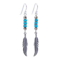 Sea Feathers,'Handmade Hematite and Sterling Silver Dangle Earrings'