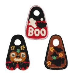Halloween Greetings,'Handmade Wool Felt Halloween Door Hangers (Set of 3)'