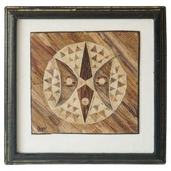 Solar Mask III,'Handcrafted Natural Fiber Geometric Wall Art from Ghana'