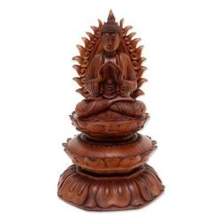 King Buddha,'Hand Crafted Suar Wood Buddha Sculpture'