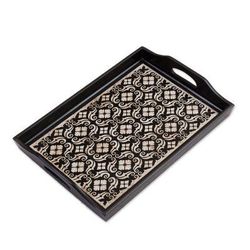 'Floral Muse' (medium) - Handmade Reverse Painted Glass Serving Tray