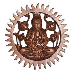 Meditating Kwan Im,'Hand Carved Suar Wood Kwan Im Wall Panel'