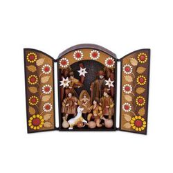 Festive Rites,'Hand-Painted Ceramic Nativity Retablo from Peru'