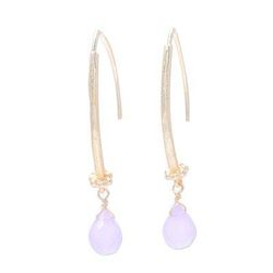 Passionate Pink,'22k Gold Plated Rose Quartz Dangle Earrings from India'