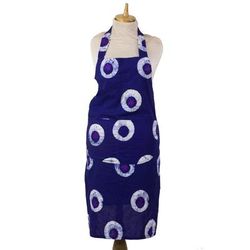 Floral Fantasy,'Handmade Blue Batik Cotton Apron from West Africa'