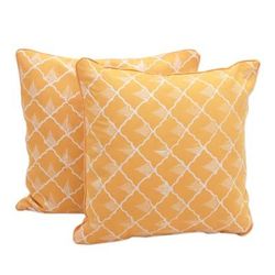 Saffron Shells,'Batik Cotton Cushion Covers in Saffron from Java (Pair)'