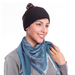 Passionate Waves in Black,'Wave Pattern 100% Baby Alpaca Headband in Black from Peru'