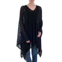 Beautiful Shadow,'Black Bohemian Style One Size Fits Most Poncho from Peru'