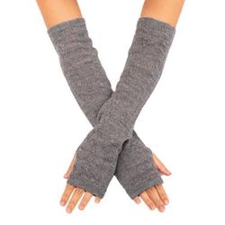 Luscious Twist in Grey,'Grey 100% Baby Alpaca Cable Knit Fingerless Mitts from Peru'