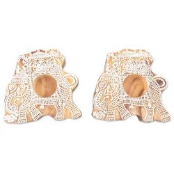 Royal Procession,'Elephant Motif Tealight Holders (Pair)'