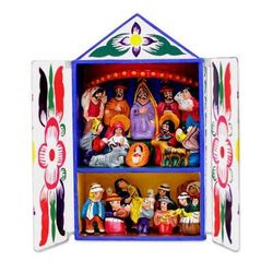 Chapel of Santa Ana,'Folk Art Retablo Peruvian Nativity Scene'