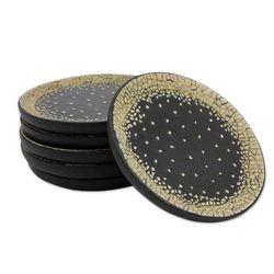 Eggshell mosaic coasters, 'Thai Constellations' (set of 6)