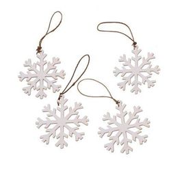 White Snowflakes,'White Snowflake Wood Ornaments from Bali (Set of 4)'