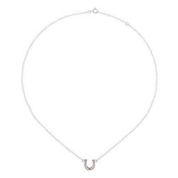 Lucky You,'Rose Gold Accented Sterling Silver Horseshoe Necklace'