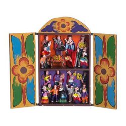 'Yawar Fiesta' - Folk Art Wood Retablo Sculpture from Peru