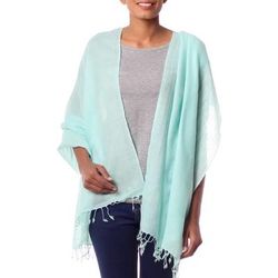 Wool shawl, 'Sea Green Dream'