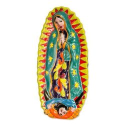 'Mother Mary Talavera-Style Ceramic Wall Sculpture'