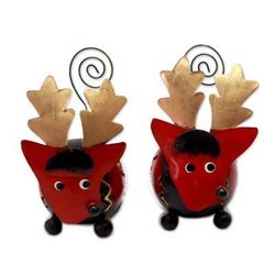 Friendly Reindeer,'Handcrafted Steel Reindeer Holiday Decor (Pair)'