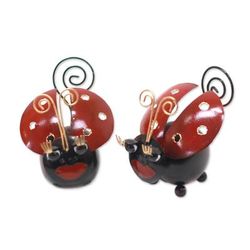 Lady Bug Duo,'Handcrafted Steel Lady Bug Decorative Accents (Pair)'