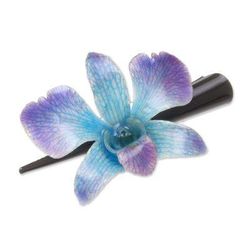 Blue-Violet Orchid Love,'Natural Blue-Violet Thai Orchid Hair Clip'