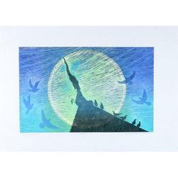 Nighttime I,'Signed Blue Moonlight Print from Thailand'