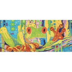 'Frog-Themed Modern Multicolored Stretched Sublimation Print'