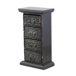 Petite Posies,'Four-Drawer Repousse Floral Wood Mini Chest of Drawers'