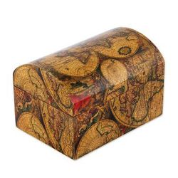 Old World,'Decoupage Pinewood Decorative Box with an Old Map Image'