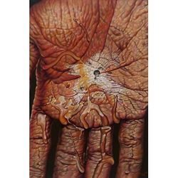 White Sign,'Oil on Canvas Palm Painting'
