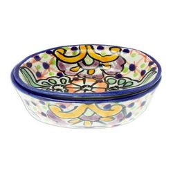 Hidalgo Bouquet,'Talavera-Style Ceramic Soap Dish from Mexico'