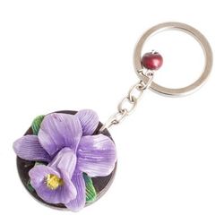 The Little Guaria,'Handmade Painted Pinewood and Cold Porcelain Guaria Keychain'