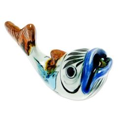 Handy Fish,'Ceramic Fish Pencil Holder Hand-Painted in Mexico'