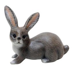 Wise Rabbit in Grey,'Hand Painted Suar Wood Rabbit Figurine'