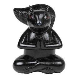 Prudent Apprentice at Night,'Handcrafted Black Suar Wood Squirrel Statuette from Bali'