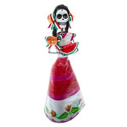 Catrina with Watermelon,'Hand Crafted Catrina Skeleton Sculpture from Mexico'