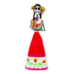 Catrina with Watermelon,'Hand Crafted Catrina Skeleton Sculpture from Mexico'