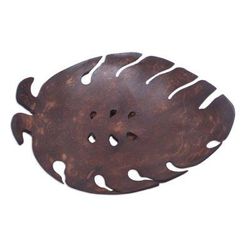 'Handmade Tropical Leaf-Themed Coconut Soap Holder from Bali'