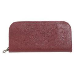 Flowers of Ubud in Red,'Red Leather Wallet Tooled with Floral Designs'