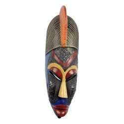 Free Wanderer,'Ghanaian Hand Carved African Sese Wood Freedom Mask'