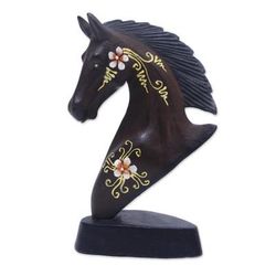 'Horse Wood Figurine Hand-carved & Hand-painted in Indonesia'