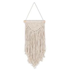 Bohemian Rain,'Handcrafted Braided Cotton Wall Hanging with Pine Wood Rod'