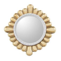 Colonial Petals,'Petal Motif Bronze Gilded Wood Wall Mirror from Peru'