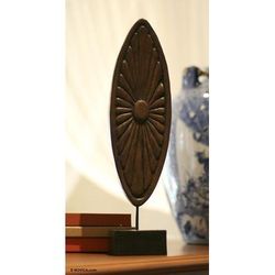 Wood sculpture, 'Oval Daisy'