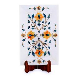 Golden Roses,'Golden Rose Motif Marble Inlay Decorative Plate from India'
