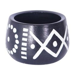 'Geometric-Themed Black & White Ceramic Decorative Flower Pot'