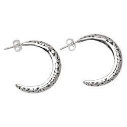 Regal Glance,'Artisan Crafted Sterling Silver Half-Hoop Earrings'
