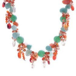 Bright Garden,'Handcrafted Aventurine and Chalcedony Beaded Necklace'