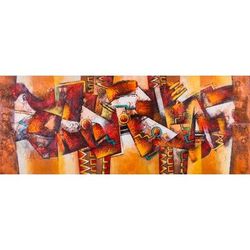 Tallán Mythology,'Unique Abstract Oil Painting in Brown and Gold from Peru'