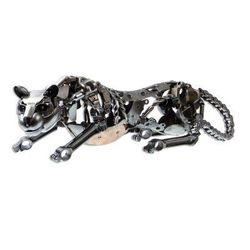 Auto part sculpture, 'Fierce Panther'