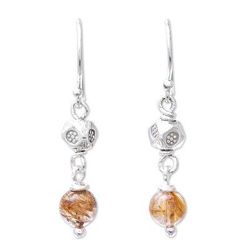 Karen Rapture,'Rutilated Quartz and Karen Silver Dangle Earrings'